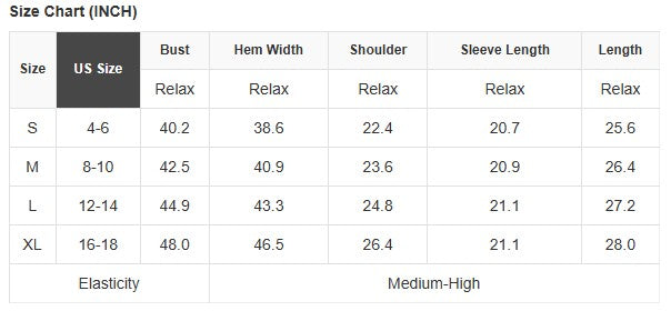 Size chart for MODERN EDGE HOODIE with US sizes S to XL and measurements in inches.
