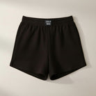 LULU MAC SKYLINE SOFT SHORTS (black) displayed on a neutral background, showcasing the ultra-soft waffle knit fabric.