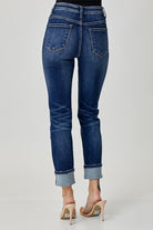 Back view of Risen Margot Jeans showing mid-rise fit and cuffed hem for stylish casual wear.