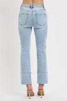 Rear view of RISEN VANESSA JEANS featuring high rise and wide cuff design for a stylish look.