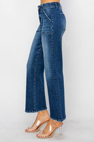 ALIZA JEANS by Risen high-rise flare denim with front patch pockets and stylish retro vibe.