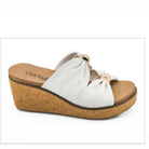 CORKYS - MISS UNDERSTOOD WEDGES in ivory with double bow on a cork wedge for stylish comfort.