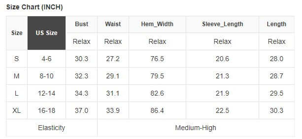 Size chart for SUNKISSED BABE TOP showing US sizes S to XL with bust, waist, and length measurements in inches.
