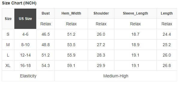 Size chart for CHECKED OUT TOP with US sizes S to XL, showing measurements for bust, hem width, shoulder, sleeve length, and length.