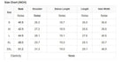 "Size chart for LIVING IT UP Hoodie with bust, shoulder, sleeve length, length, and hem width measurements from S to 2XL"