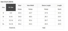 Size chart for Whispering Willow top showing dimensions for S, M, L, and XL in inches.