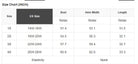 Size chart for Berry Brilliance plus size hot pink V-neck top showing bust, hem width, and length measurements.