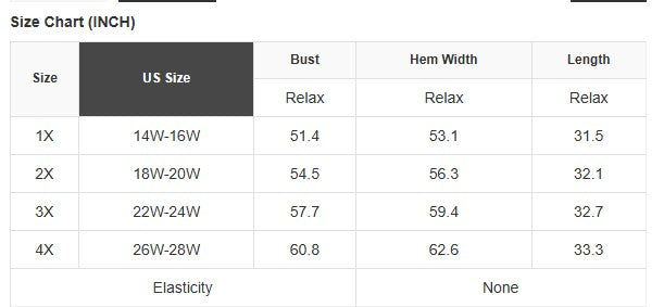 Size chart for Berry Brilliance plus size hot pink V-neck top showing bust, hem width, and length measurements.