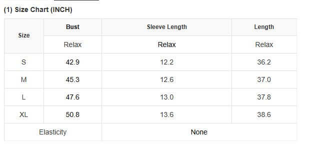 Size chart for Sweetwater Serenade dress with bust, sleeve length, and overall length measurements.