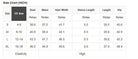Size chart for Perfect Pathways Dress showing US sizes small to XL with measurements in inches.