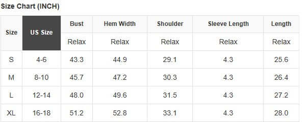 Size chart for Cosmic Crush Top showing bust, hem width, shoulder, sleeve length, and length measurements.