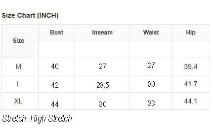Size chart for Love Language Lounge Set showing bust, inseam, waist, and hip measurements in inches.