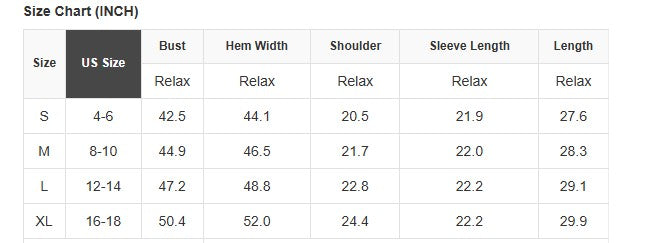 Size chart in inches for CINNAMON RIDGE JACKET including bust, hem width, shoulder, sleeve length, and overall length.