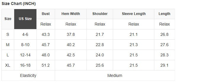 Size chart for WOODLAND WONDERLAND PULLOVER showing measurements for different sizes in inches.