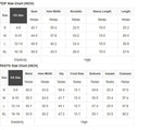 Size chart for GROUNDED GRACE 2 pc Lounge Set showing top and pants measurements in inches.