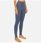 "Pastel Denim Blue leggings with 5-inch yoga band, buttery soft stretch fabric for comfort and style, side view"