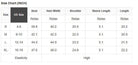 Size chart for Ribbon Theory Top showing measurements for S, M, L, and XL in inches.