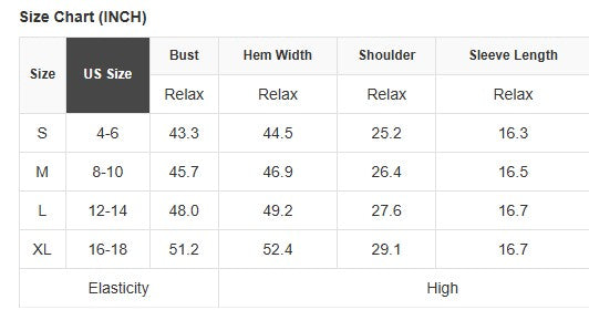 Size chart for MAIN STREET MOMENTS Top (espresso), detailing measurements for S, M, L, and XL sizes.