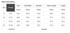 Size chart for DOUBLE THE LOVE REVERSIBLE PULLOVER showing US sizes S to XL with dimensions for fit.