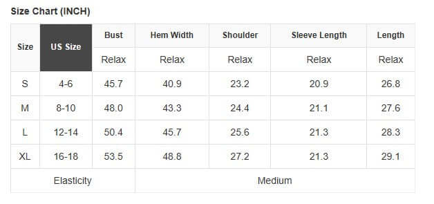 Size chart for DOUBLE THE LOVE REVERSIBLE PULLOVER showing US sizes S to XL with dimensions for fit.