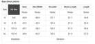 Size chart for SWEETIE PIE RIBBED TOP showing US size, bust, hem width, shoulder, sleeve length, and length.