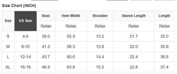 Size chart for RED HOT CONFIDENCE DRESS including measurements for S, M, L, and XL sizes.