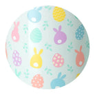 Colorful Easter-themed ball featuring bunnies and eggs in pastel colors, ideal for spring activities.