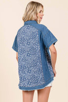 DELIGHTFUL DENIM TOP - Style & Comfort Blouse by Easel $34.00 Shop our DELIGHTFUL DENIM TOP by Easel. Trendy boutique blouse with patchwork, frayed hem, and pockets. Ultimate comfort and style! Teal Tiger Boutique