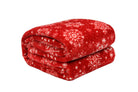 Red Christmas Cheer Plush Throw Blanket by Kathy Ireland with snowflake design, cozy flannel fleece mix, 50 x 60 inches.