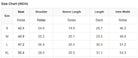 Size chart for AMBER WOODS JACKET showing measurements in inches for S, M, L, and XL sizes.
