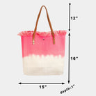 Two Tone Square Tote Bag with pink and white design, measuring 15x1x16 inches, 100% polyester, stylish and versatile.