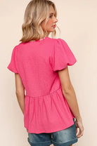 Cute pink RibbonS & Beaus Top featuring fluttery sleeves and a babydoll fit, perfect for stylish summer outfits.
