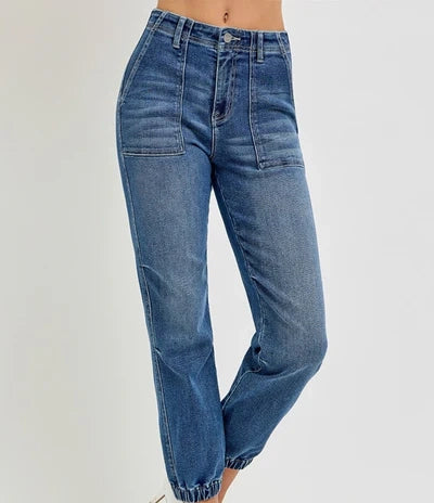 YARA JOGGERS by Risen Denim featuring high-rise waist and relaxed jogger fit for ultimate comfort.