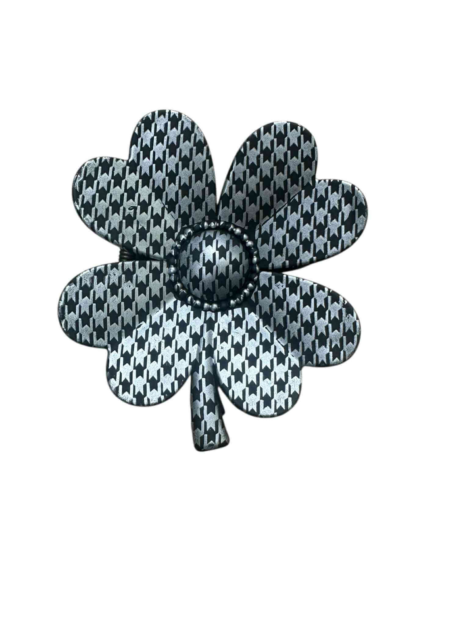 Houndstooth flower claw clip from UPStylish's Crystal Collection, featuring chic print and comfortable hold.