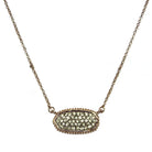 Druzy Oval Pendant Necklace with Sparkling Textured Stone on Gold Chain