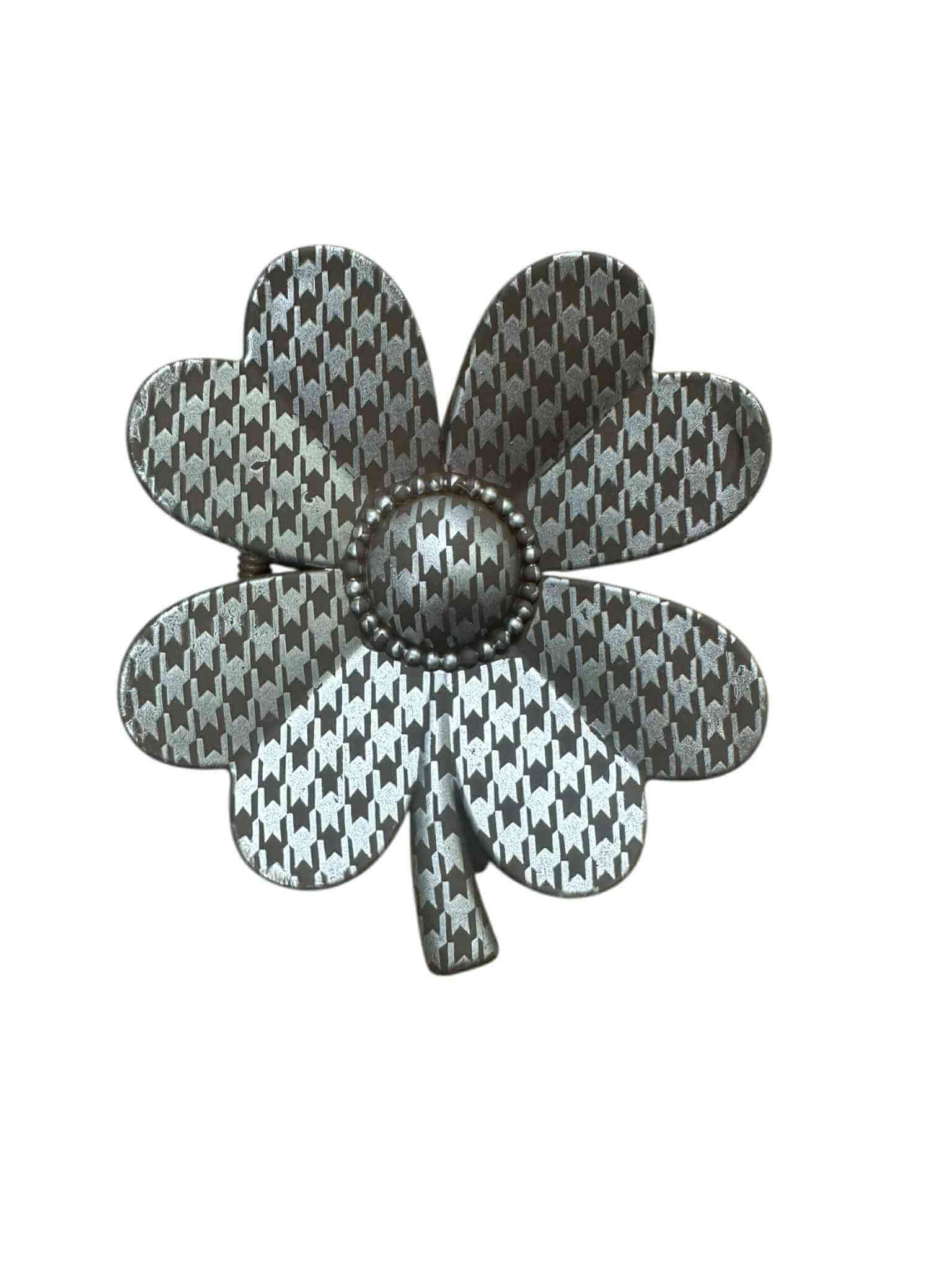 Houndstooth flower claw clip from UPStylish in silver, part of the Crystal Collection, offering stylish hair hold.