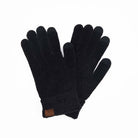 C.C Eco Friendly Chenille Gloves in black, showcasing warmth and style for chilly days.