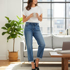 DARCY JEANS by Risen, relaxed fit wide leg boyfriend jeans with cuffed hem, perfect for casual everyday wear.