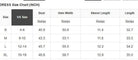 Boardwalk Belle Dress size chart detailing measurements for S, M, L, and XL options in inches.