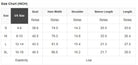 Size chart for Follow The Music top, including measurements for S, M, L, and XL.