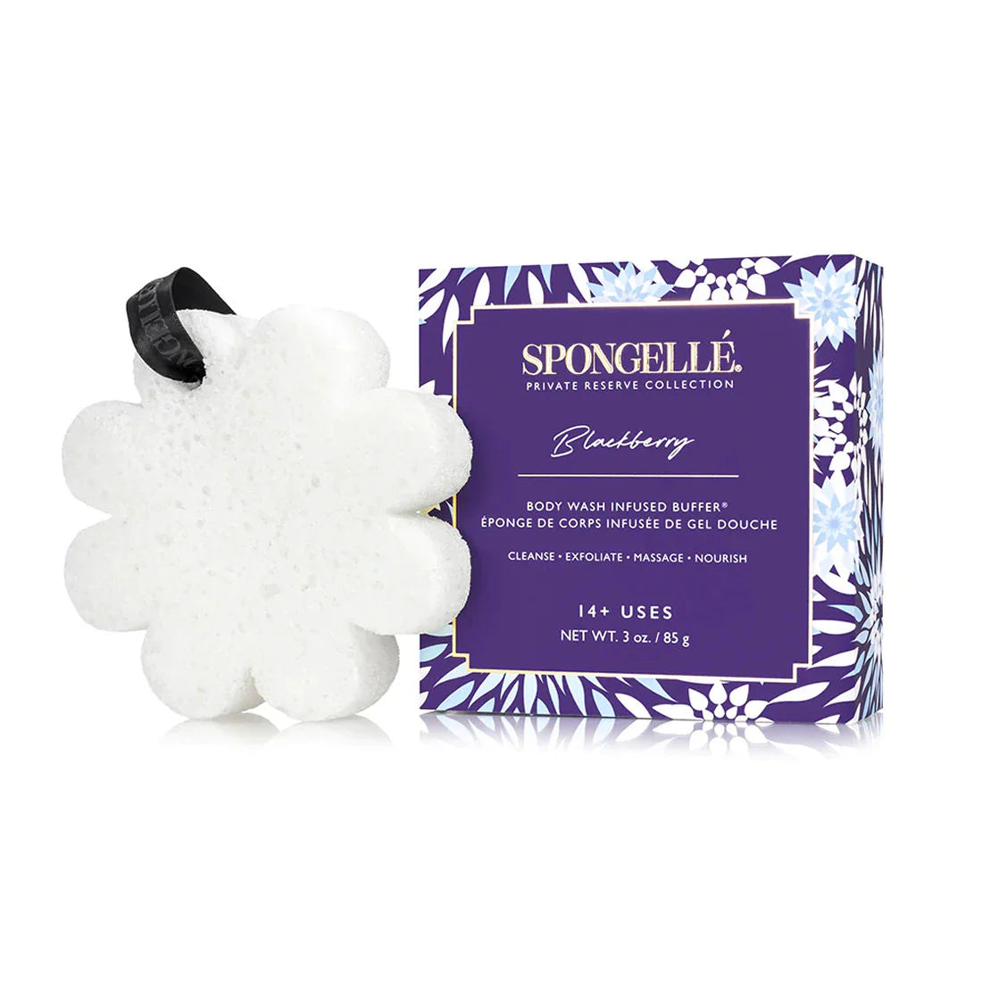 BLACKBERRY- PRIVATE RESERVE COLLECTION by Spongelle, flower-shaped buffer for cleansing and exfoliating with 14 uses.